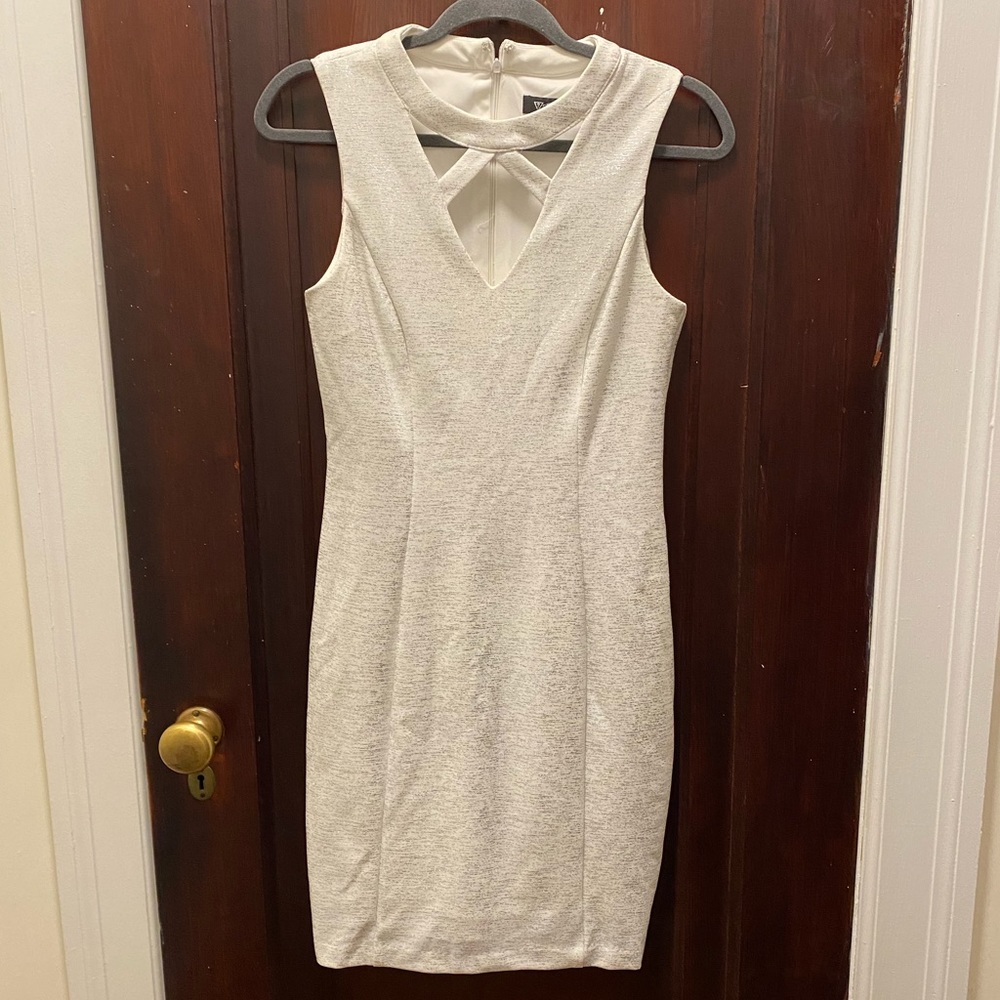 Guess White & Silver Bodycon Dress
